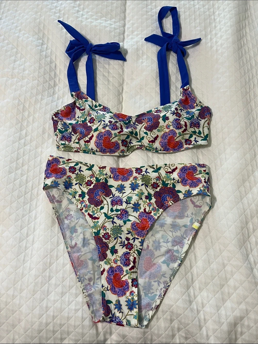 Summersalt Tie Shoulder Floral Bikini Set Size 4 - Picture 1 of 6